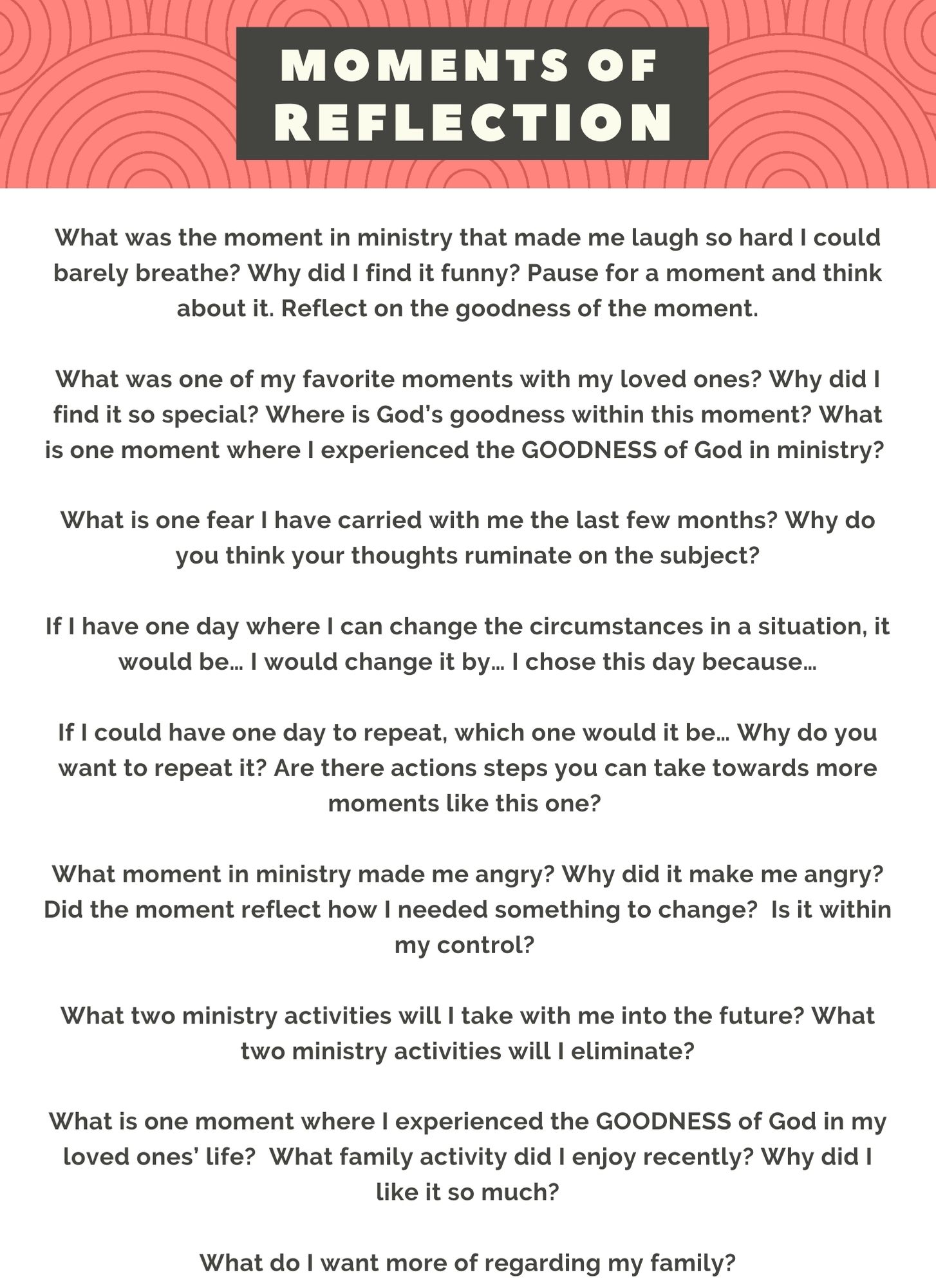 My Moments of Reflection: A Guide for Church Leaders